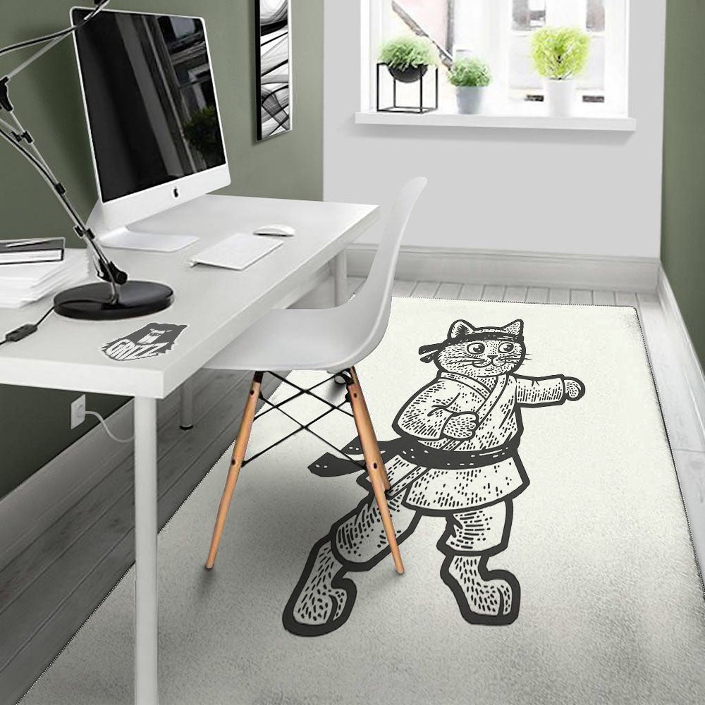 Cat Karate Print Floor Mat-grizzshop