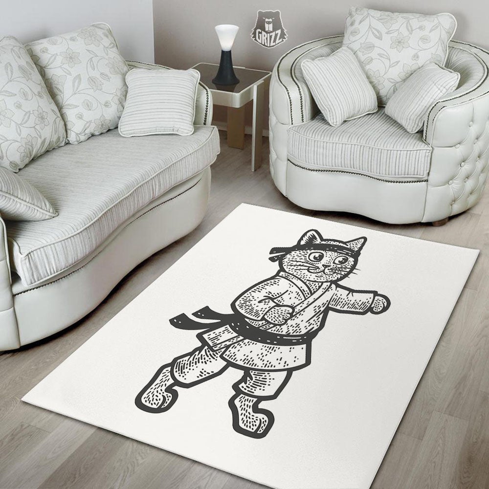 Cat Karate Print Floor Mat-grizzshop