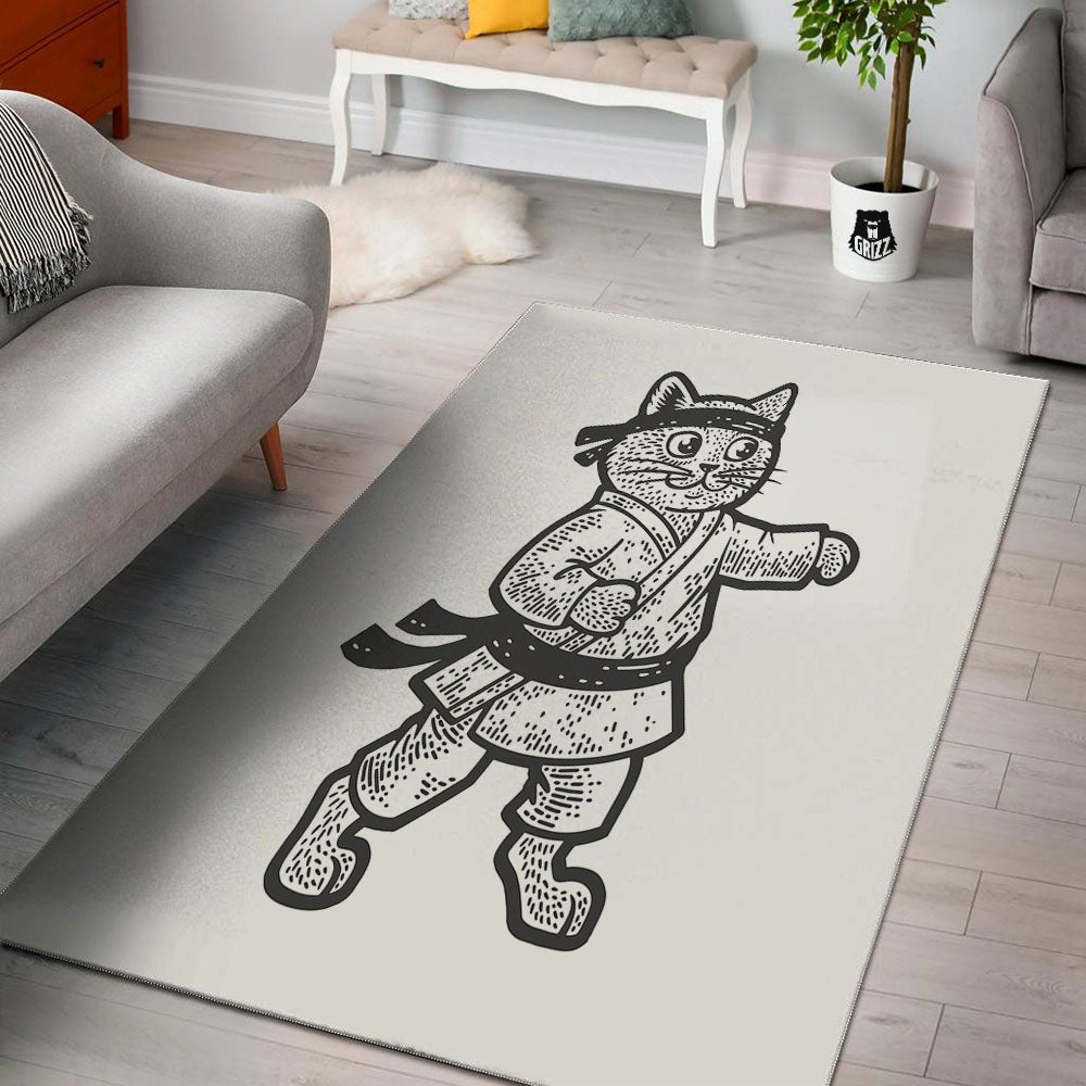 Cat Karate Print Floor Mat-grizzshop