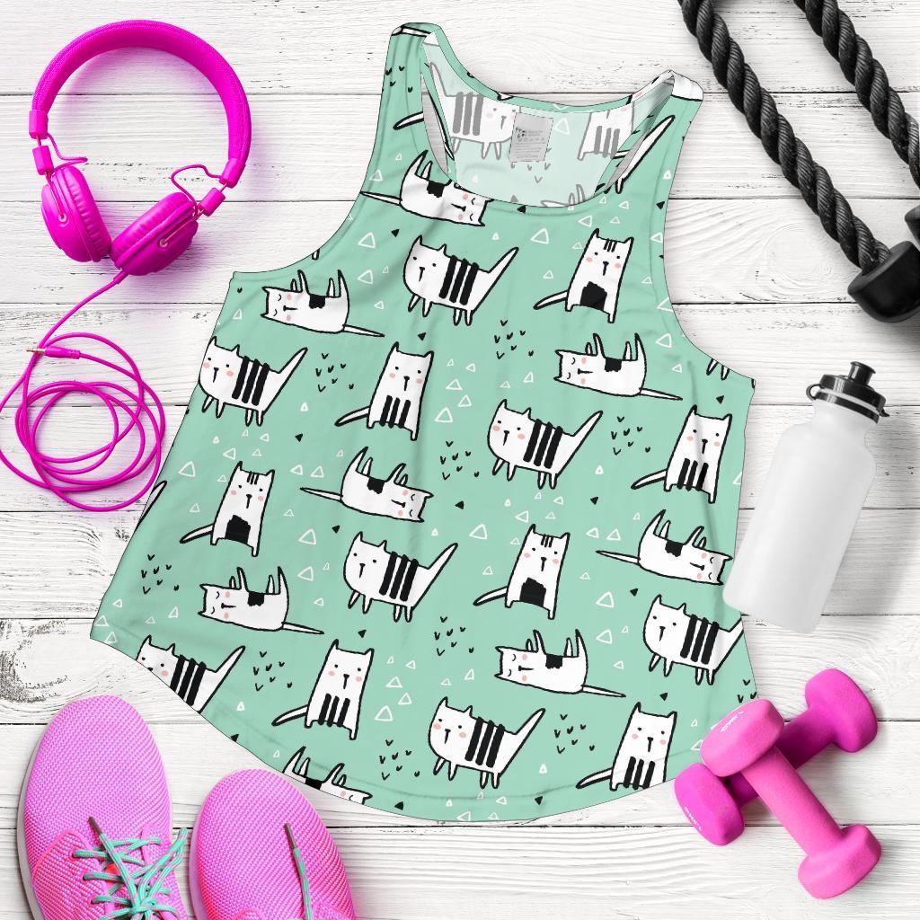 Cat Kitten Pattern Print Racerback Tank Tops-grizzshop