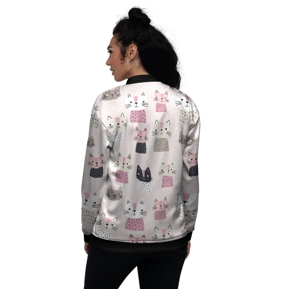 Cat Print Women's Bomber Jacket-grizzshop