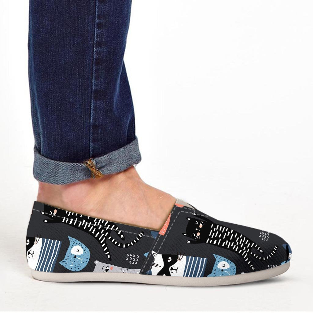 Cat Style Print Canvas Shoes-grizzshop