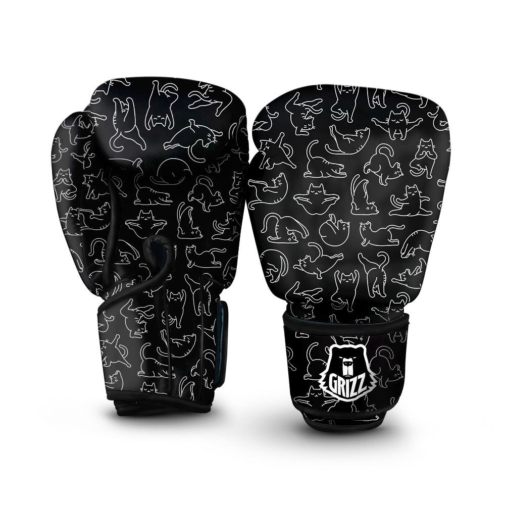 Cat White And Black Print Pattern Boxing Gloves-grizzshop