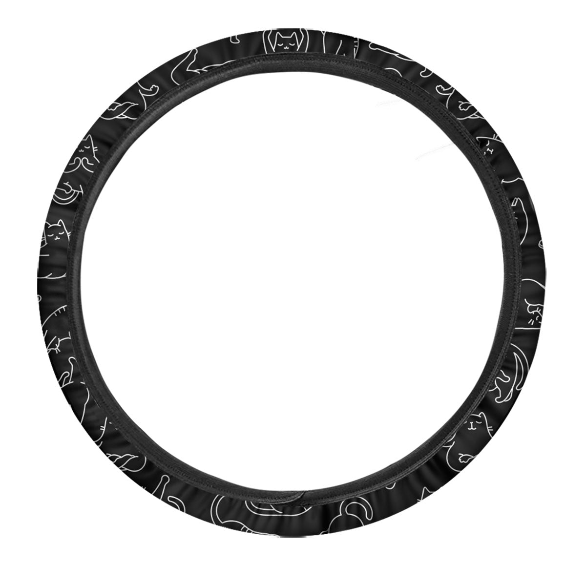 Cat White And Black Print Pattern Car Steering Wheel Cover-grizzshop