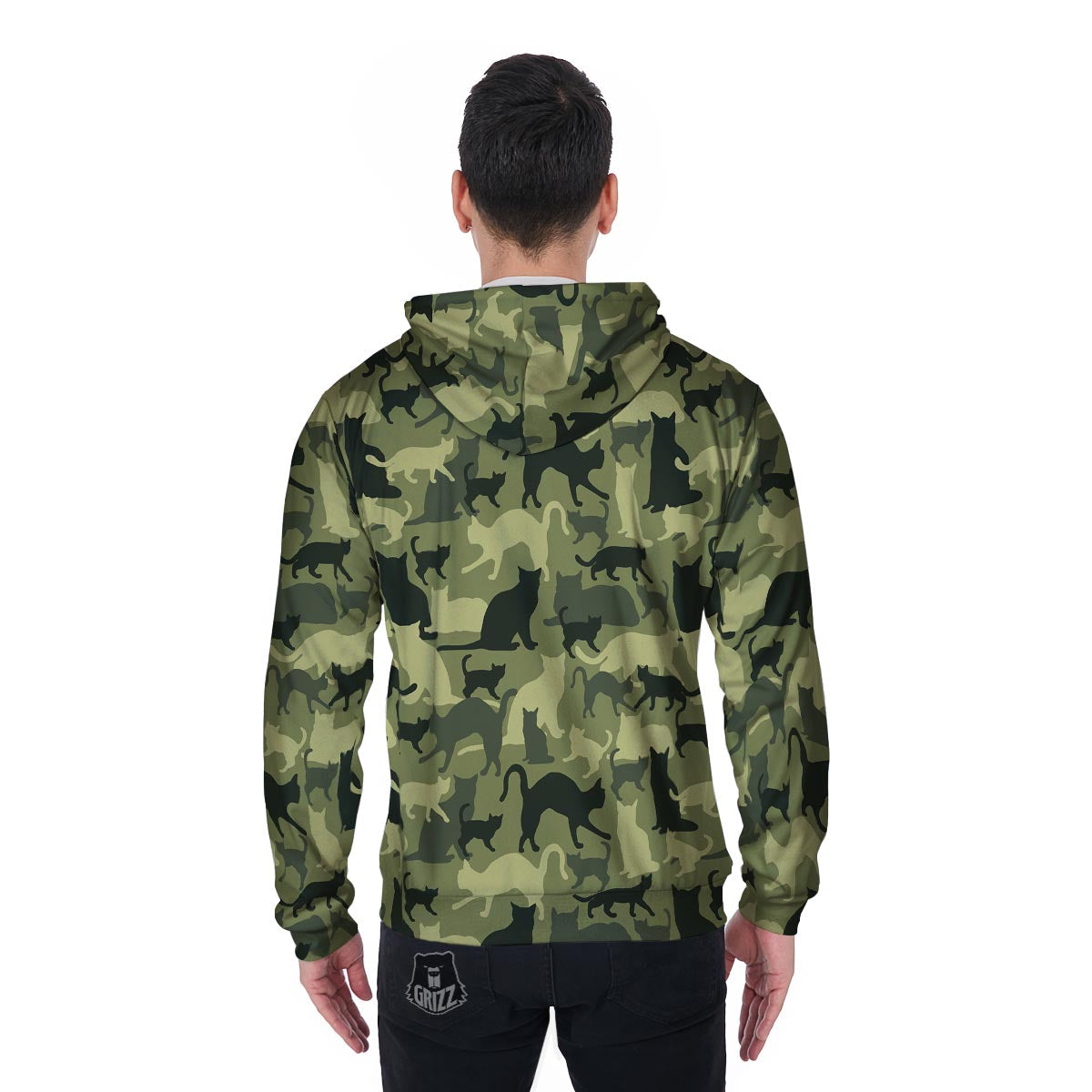 Cat Camouflage Print Men's Zip Up Hoodie-grizzshop