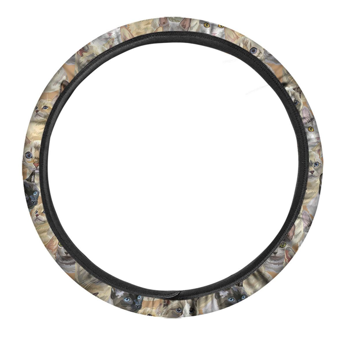 Cats Portrait Print Pattern Car Steering Wheel Cover-grizzshop