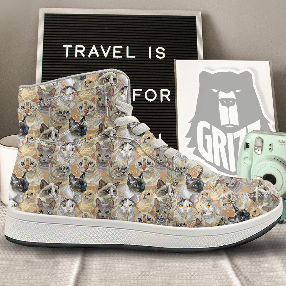 Cats Portrait Print Pattern High Top Sneakers-grizzshop