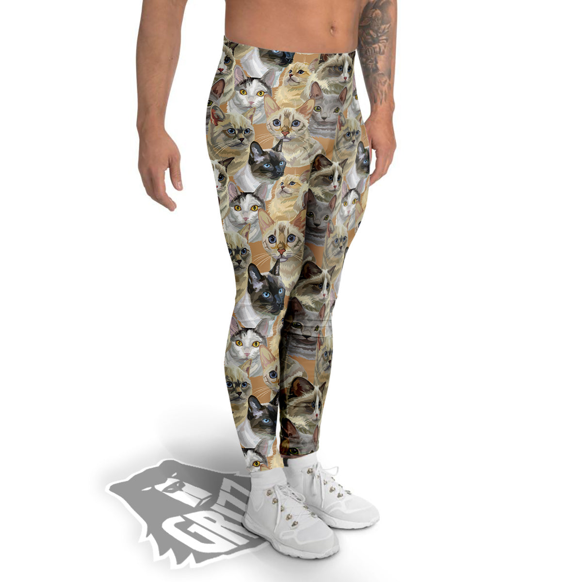 Cats Portrait Print Pattern Men's Leggings-grizzshop