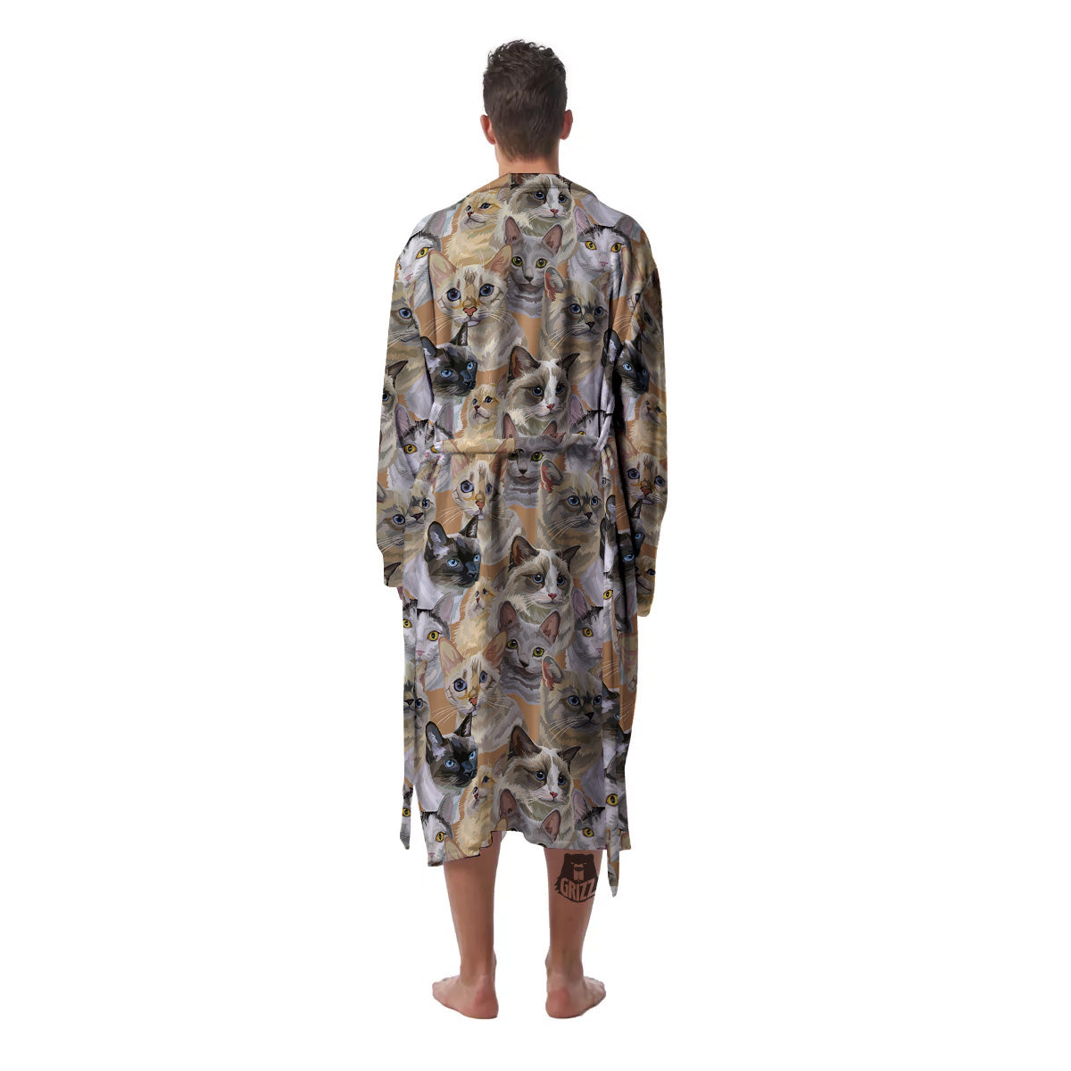 Cats Portrait Print Pattern Men's Robe-grizzshop