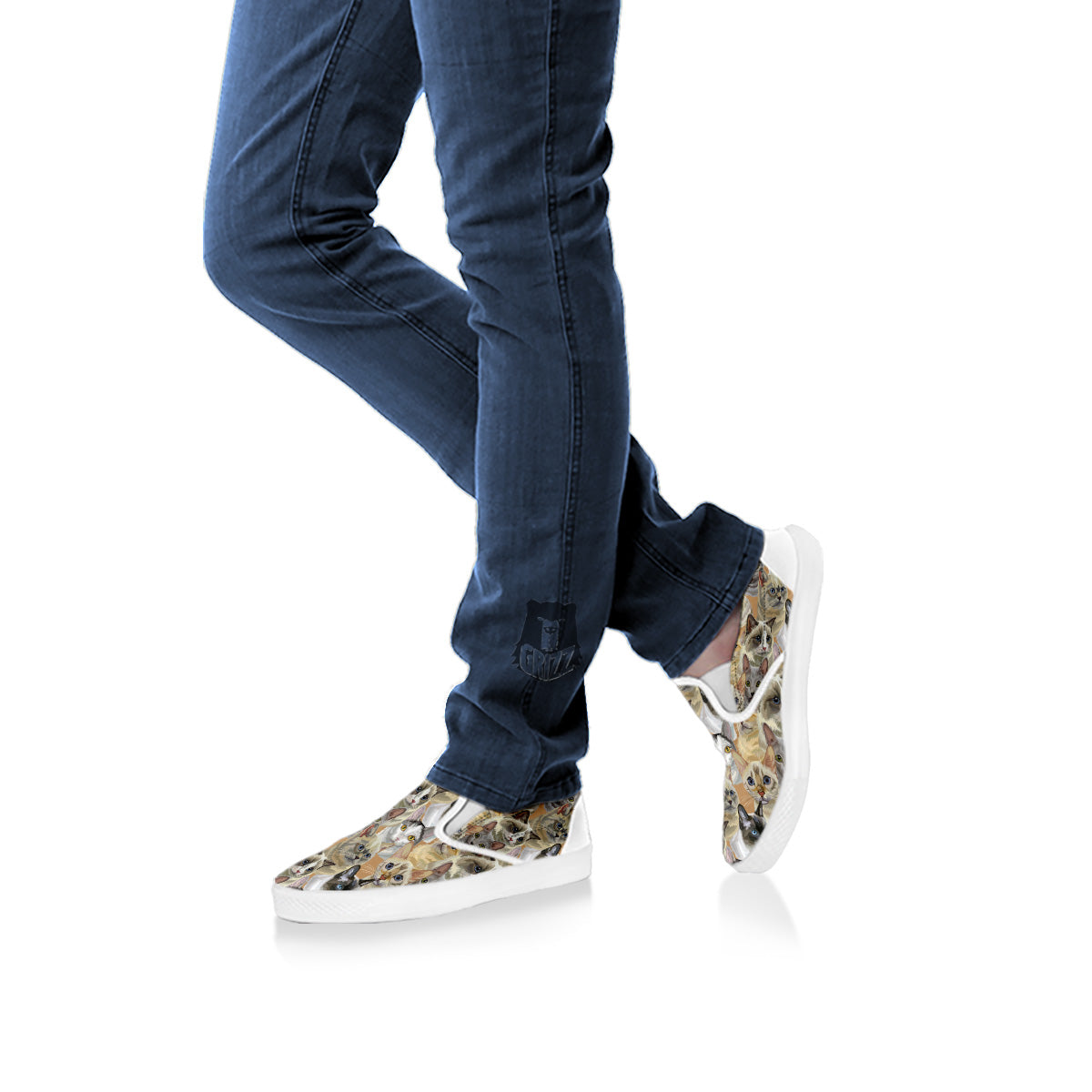 Cats Portrait Print Pattern White Slip On Shoes-grizzshop