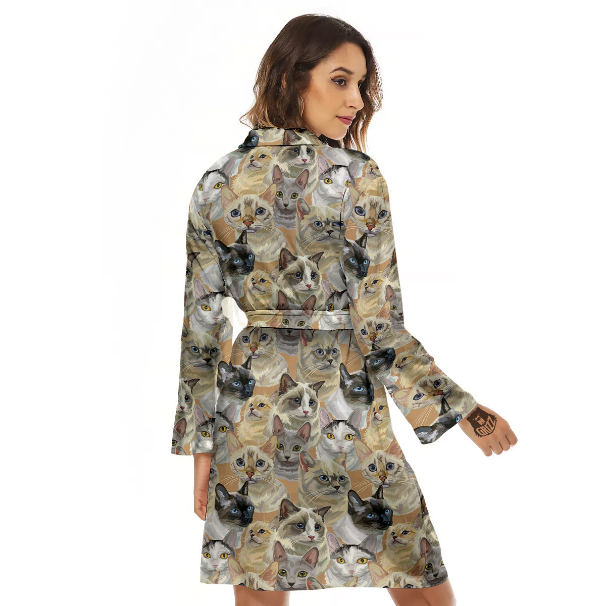Cats Portrait Print Pattern Women's Robe-grizzshop