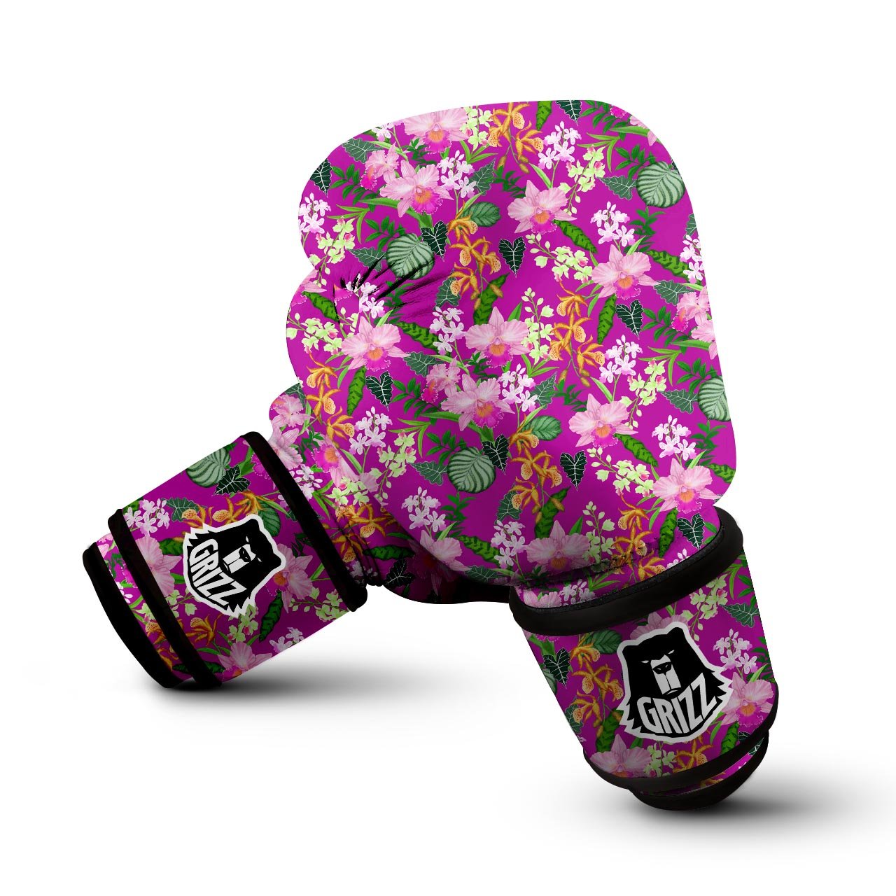 Cattleya Tropical Print Pattern Boxing Gloves-grizzshop
