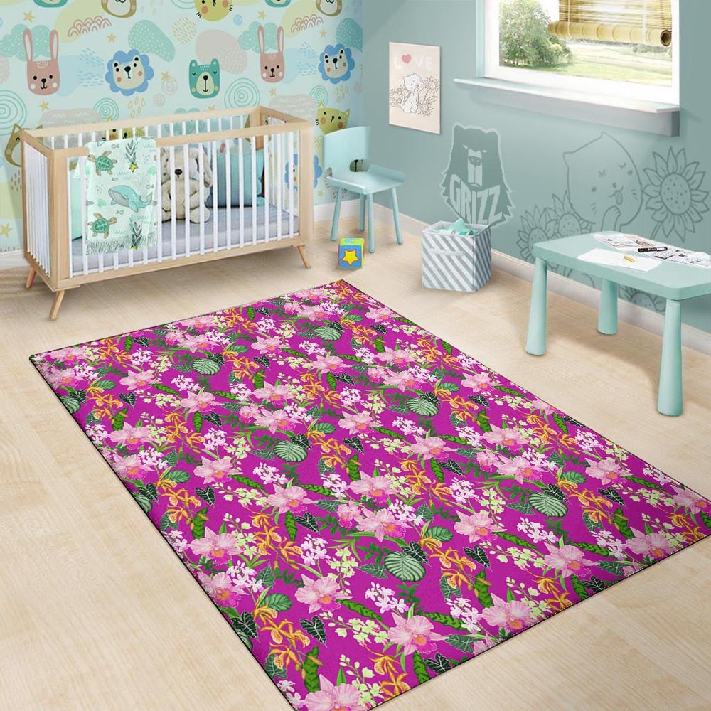 Cattleya Tropical Print Pattern Floor Mat-grizzshop
