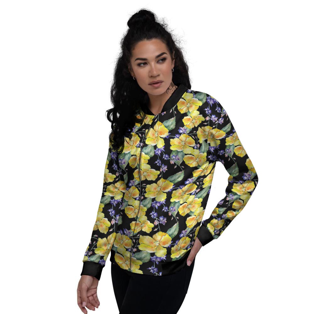 Cattleya Watercolor Print Pattern Women's Bomber Jacket-grizzshop