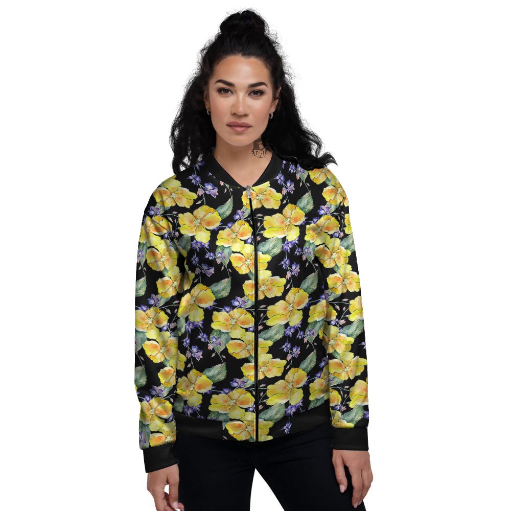 Cattleya Watercolor Print Pattern Women's Bomber Jacket-grizzshop