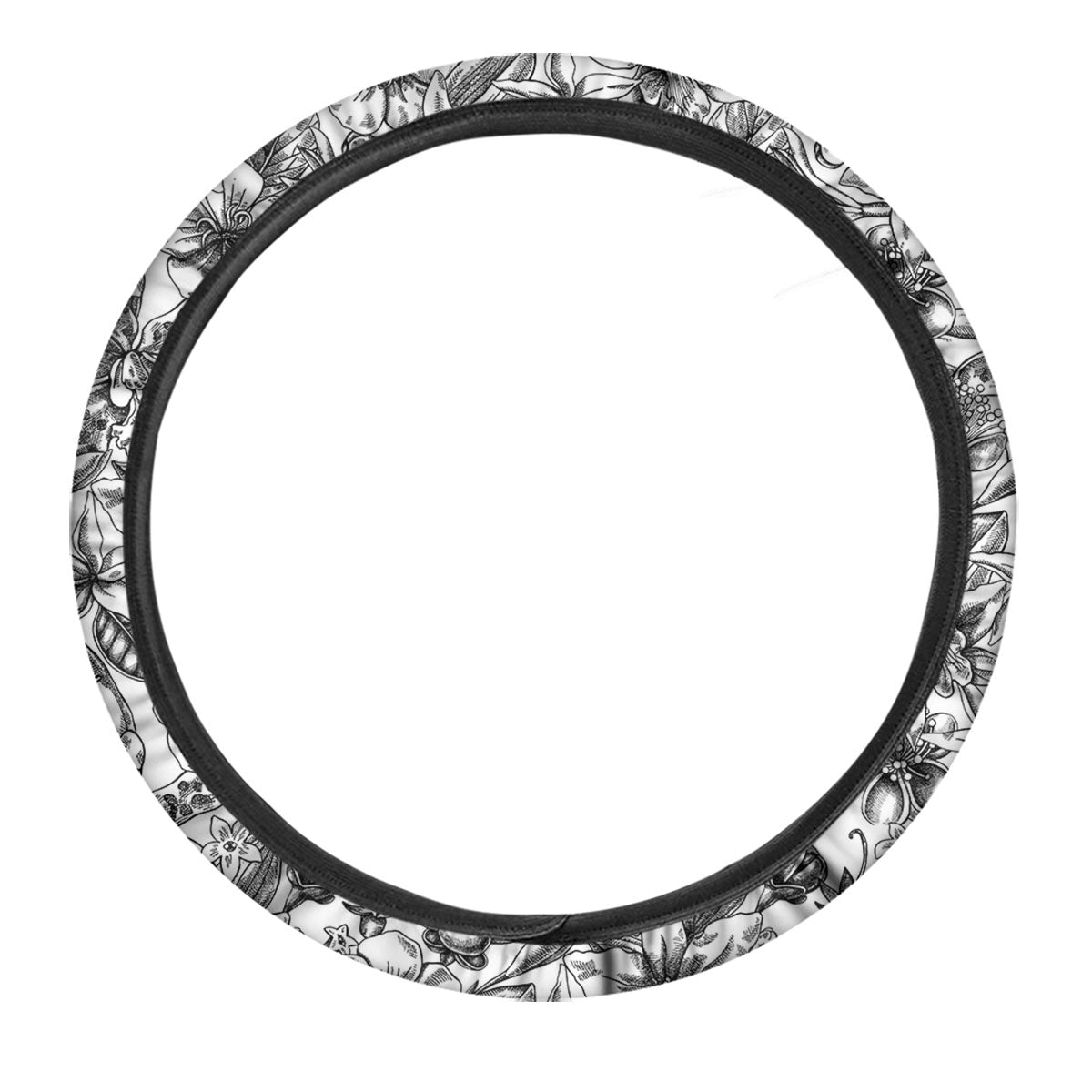 Cattleya White And Black Print Pattern Car Steering Wheel Cover-grizzshop
