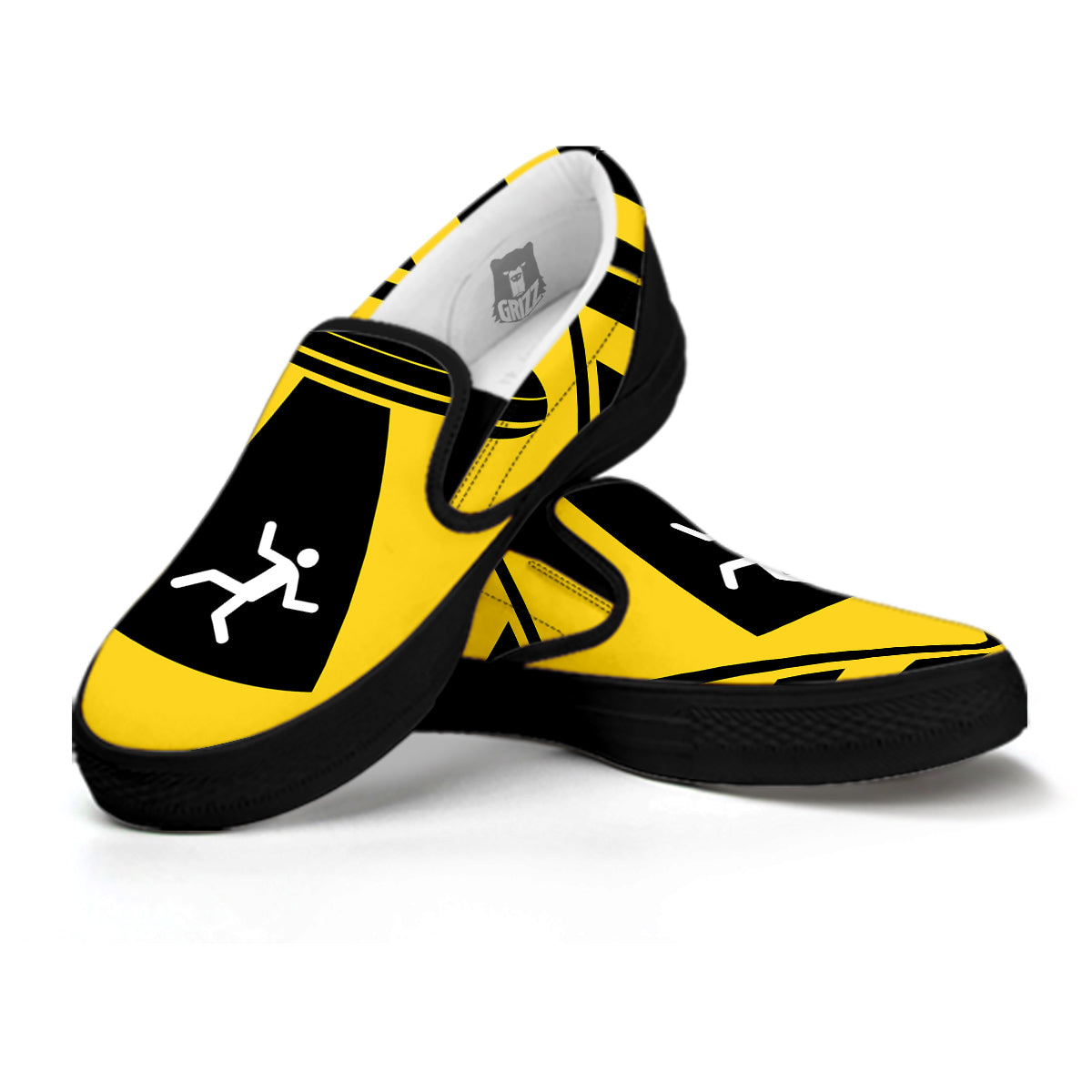 Caution Alien Abduction Warning Sign Print Black Slip On Shoes-grizzshop