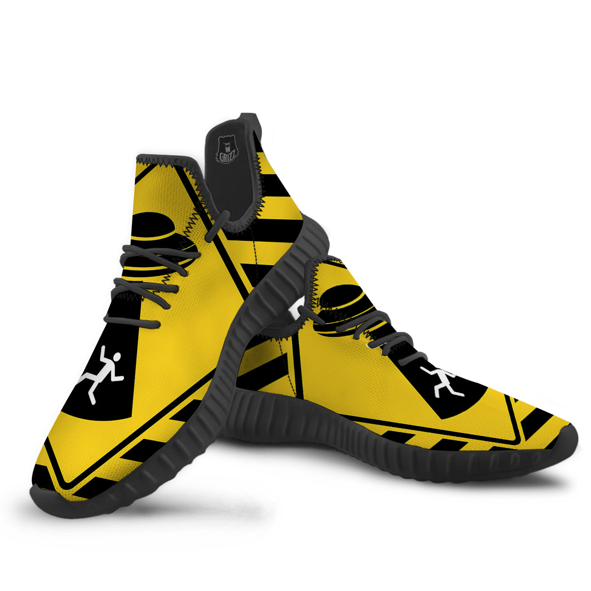 Caution Alien Abduction Warning Sign Print Black Walking Shoes-grizzshop