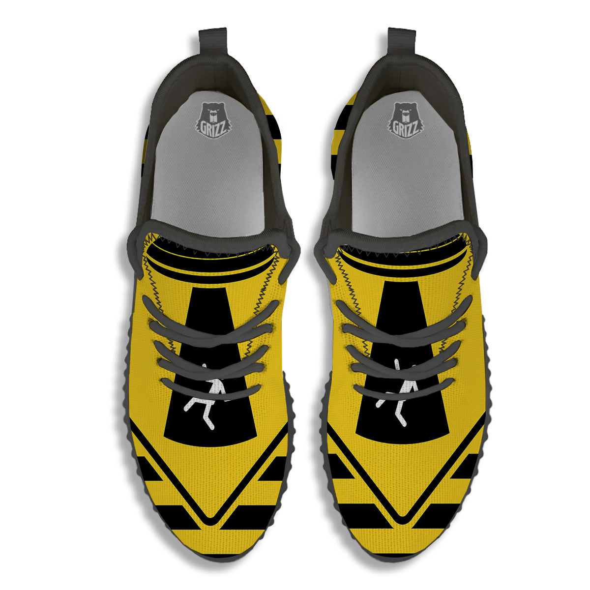 Caution Alien Abduction Warning Sign Print Black Walking Shoes-grizzshop