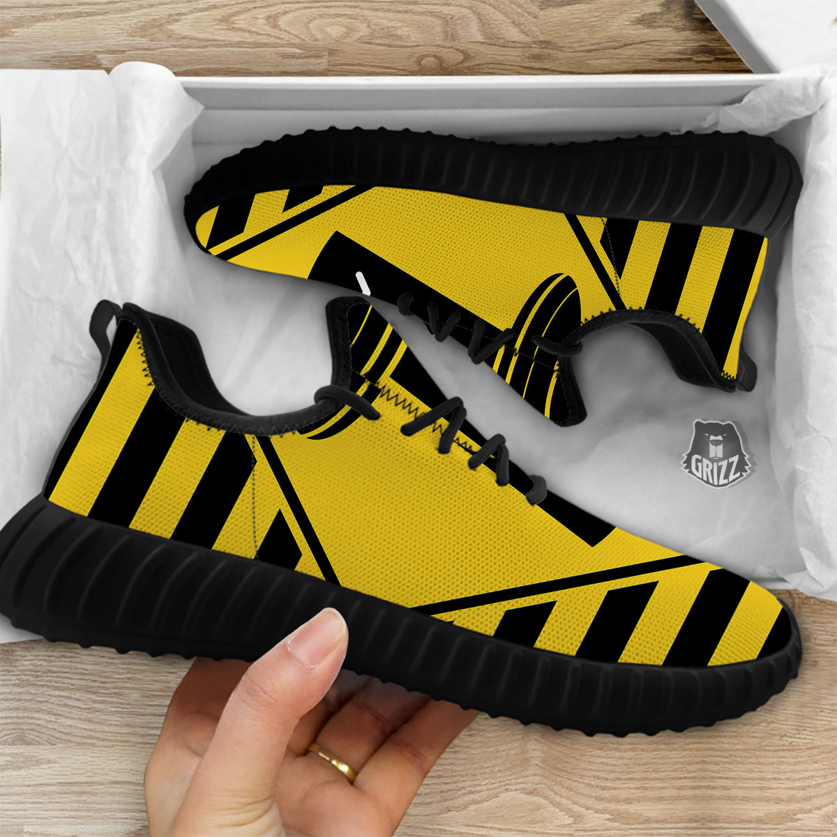 Caution Alien Abduction Warning Sign Print Black Walking Shoes-grizzshop
