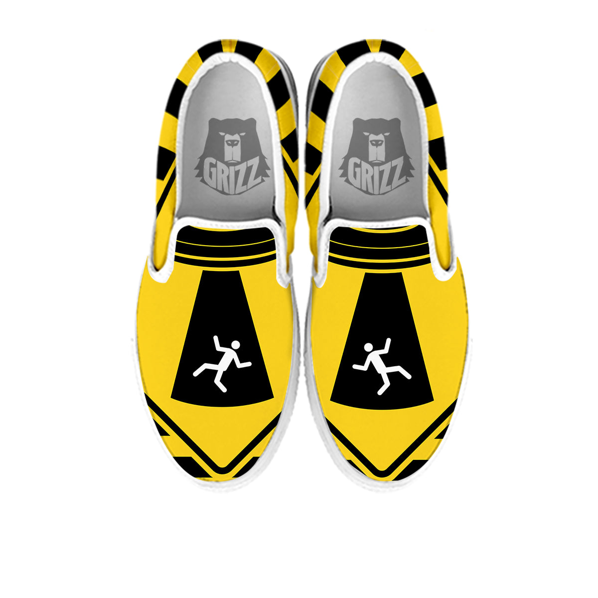 Caution Alien Abduction Warning Sign Print White Slip On Shoes-grizzshop