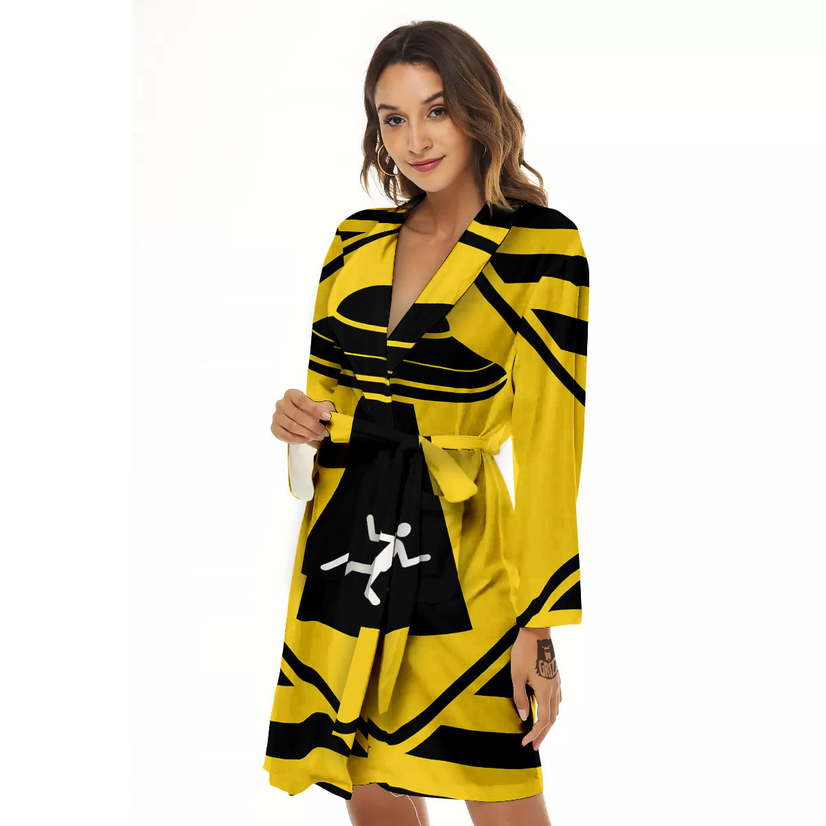 Caution Alien Abduction Warning Sign Print Women's Robe-grizzshop