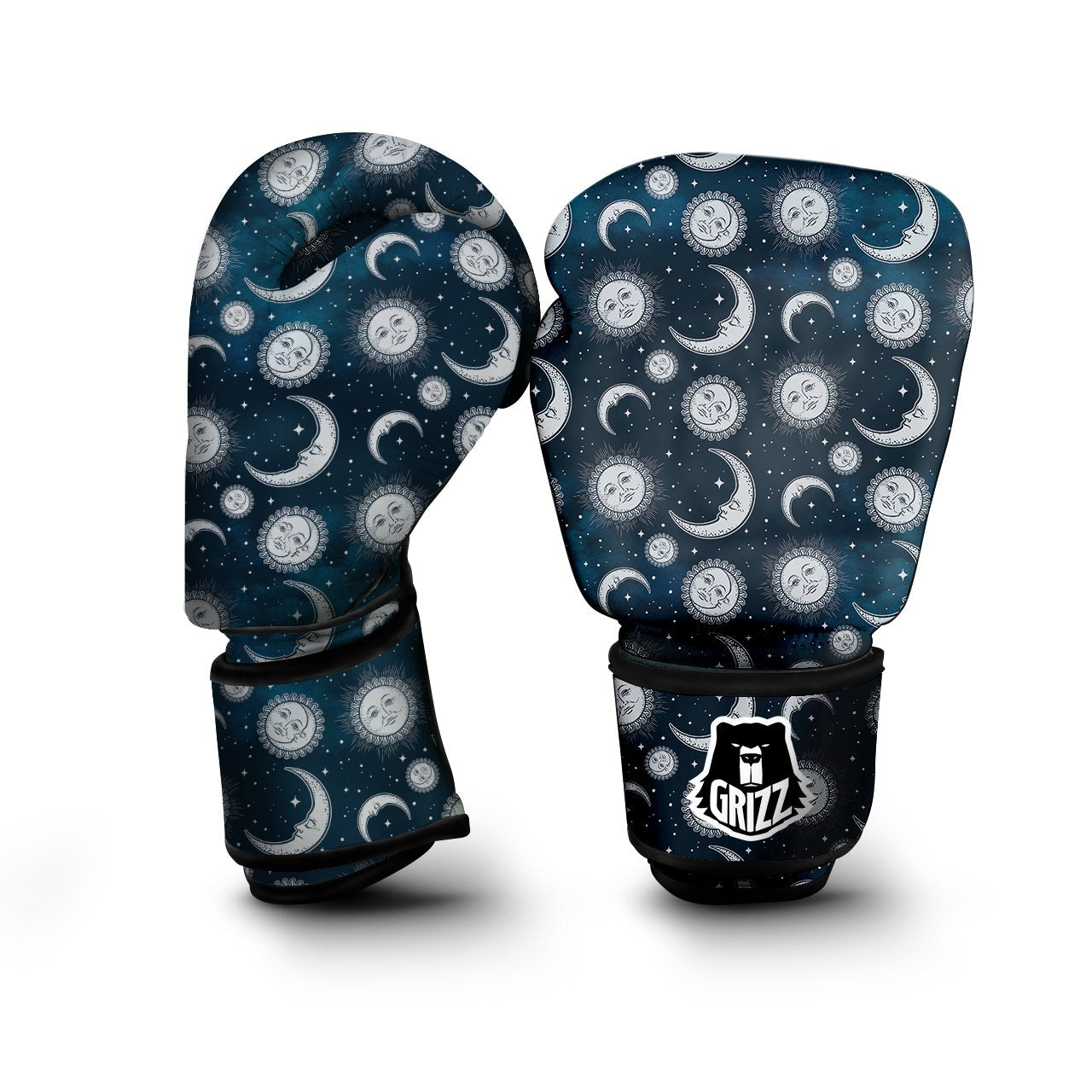 Celestial Blue And White Print Pattern Boxing Gloves-grizzshop