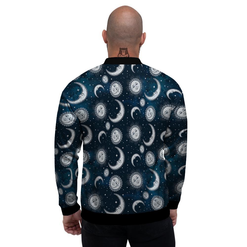 Celestial Blue And White Print Pattern Men's Bomber Jacket-grizzshop