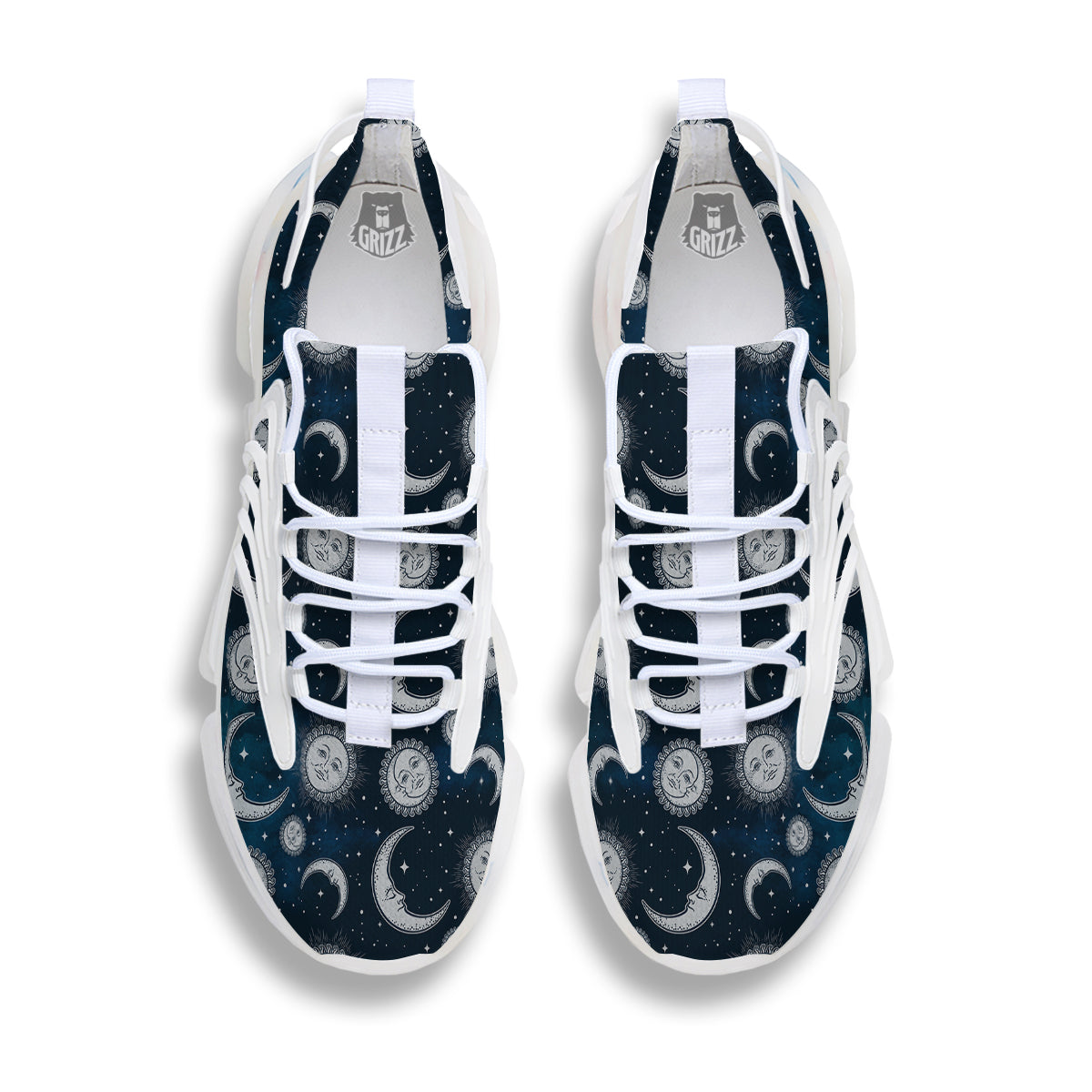 Celestial Blue And White Print Pattern White Gym Shoes-grizzshop