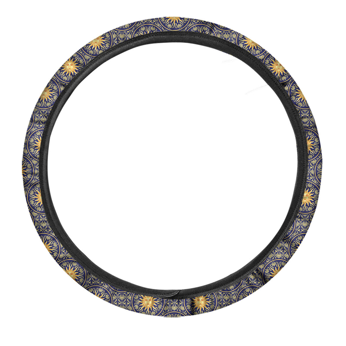 Celestial Gold And Blue Print Pattern Car Steering Wheel Cover-grizzshop