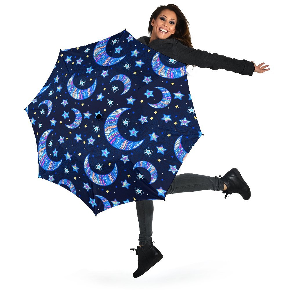 Celestial Pattern Print Automatic Foldable Umbrella-grizzshop