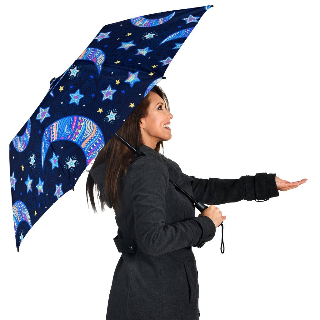 Celestial Pattern Print Automatic Foldable Umbrella-grizzshop
