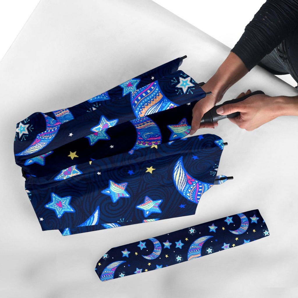 Celestial Pattern Print Automatic Foldable Umbrella-grizzshop