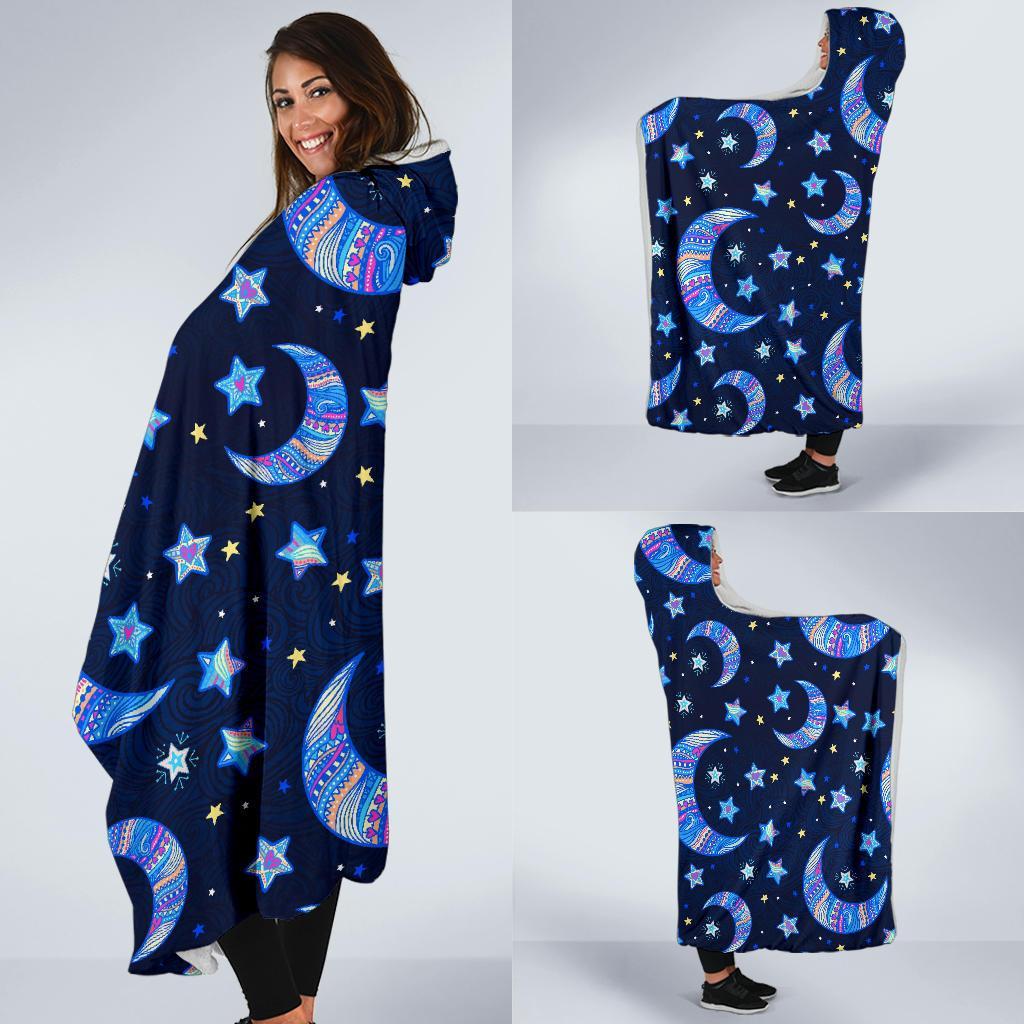 Celestial Pattern Print Hooded Blanket-grizzshop