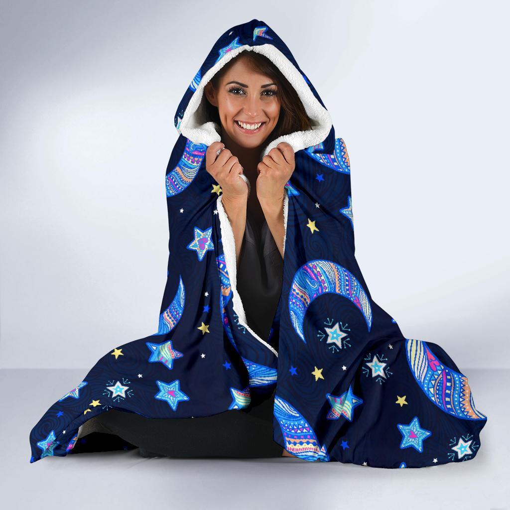 Celestial Pattern Print Hooded Blanket-grizzshop