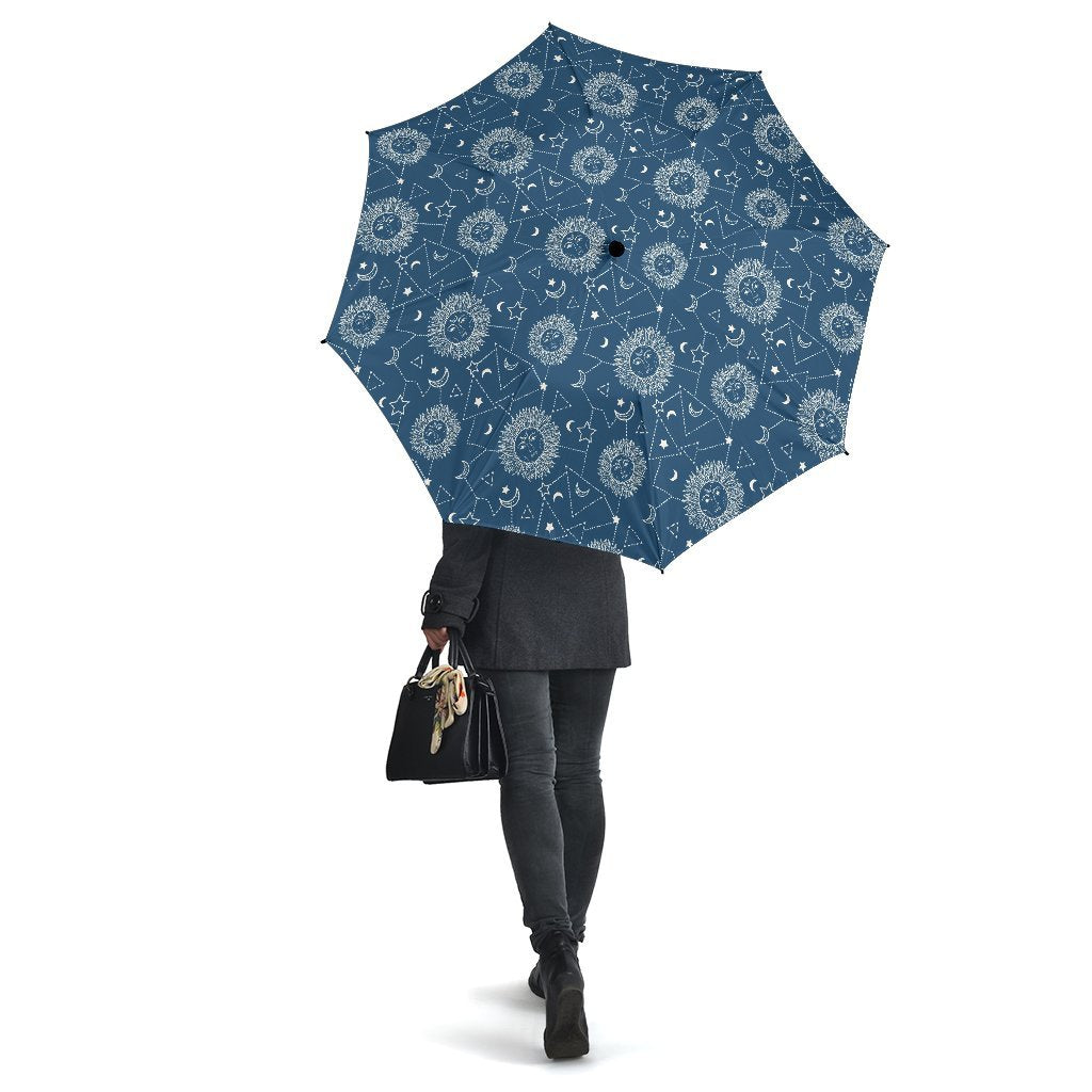 Celestial Print Pattern Automatic Foldable Umbrella-grizzshop