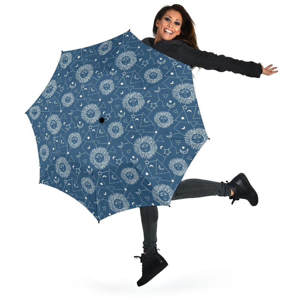 Celestial Print Pattern Automatic Foldable Umbrella-grizzshop