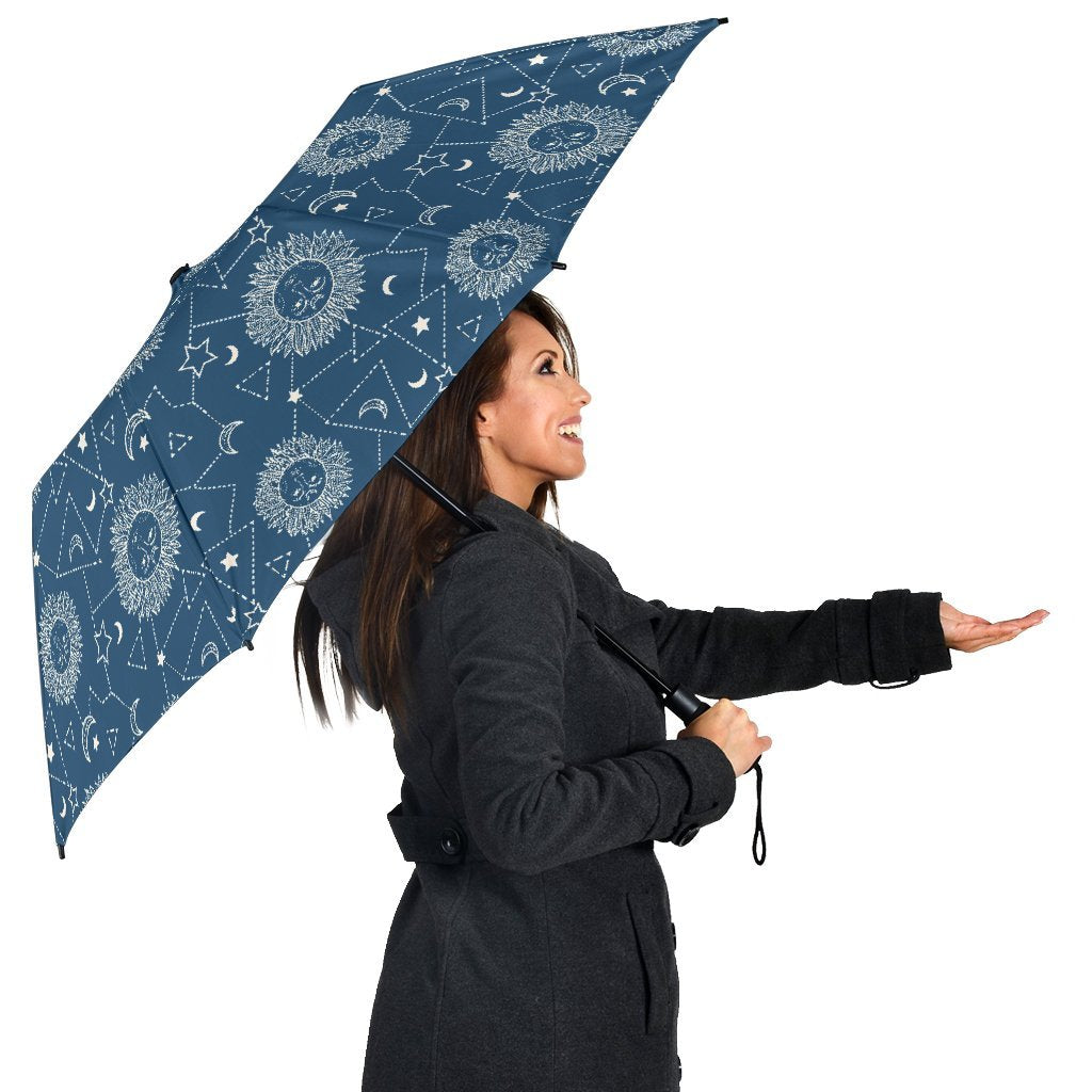 Celestial Print Pattern Automatic Foldable Umbrella-grizzshop