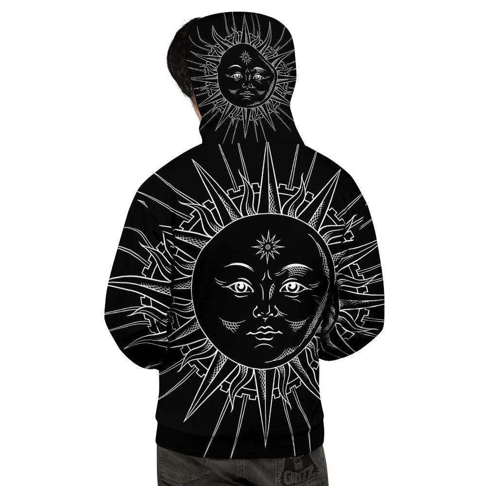 Celestial Sun White And Black Print Men's Hoodie-grizzshop