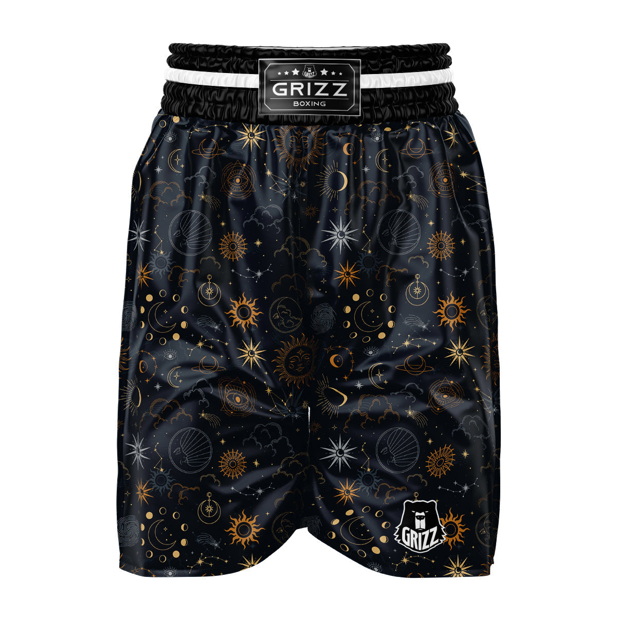 Celestial Vintage Print Pattern Boxing Shorts-grizzshop