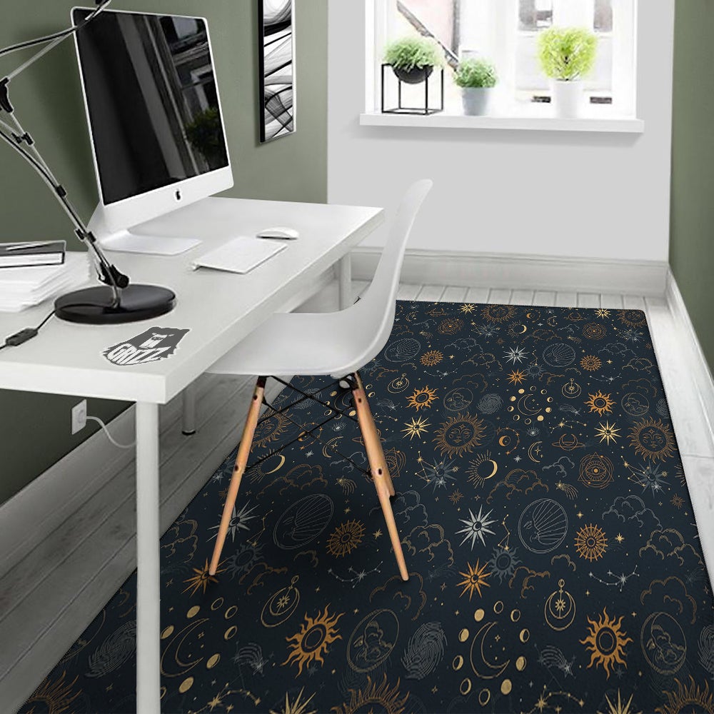 Celestial Vintage Print Pattern Floor Mat-grizzshop