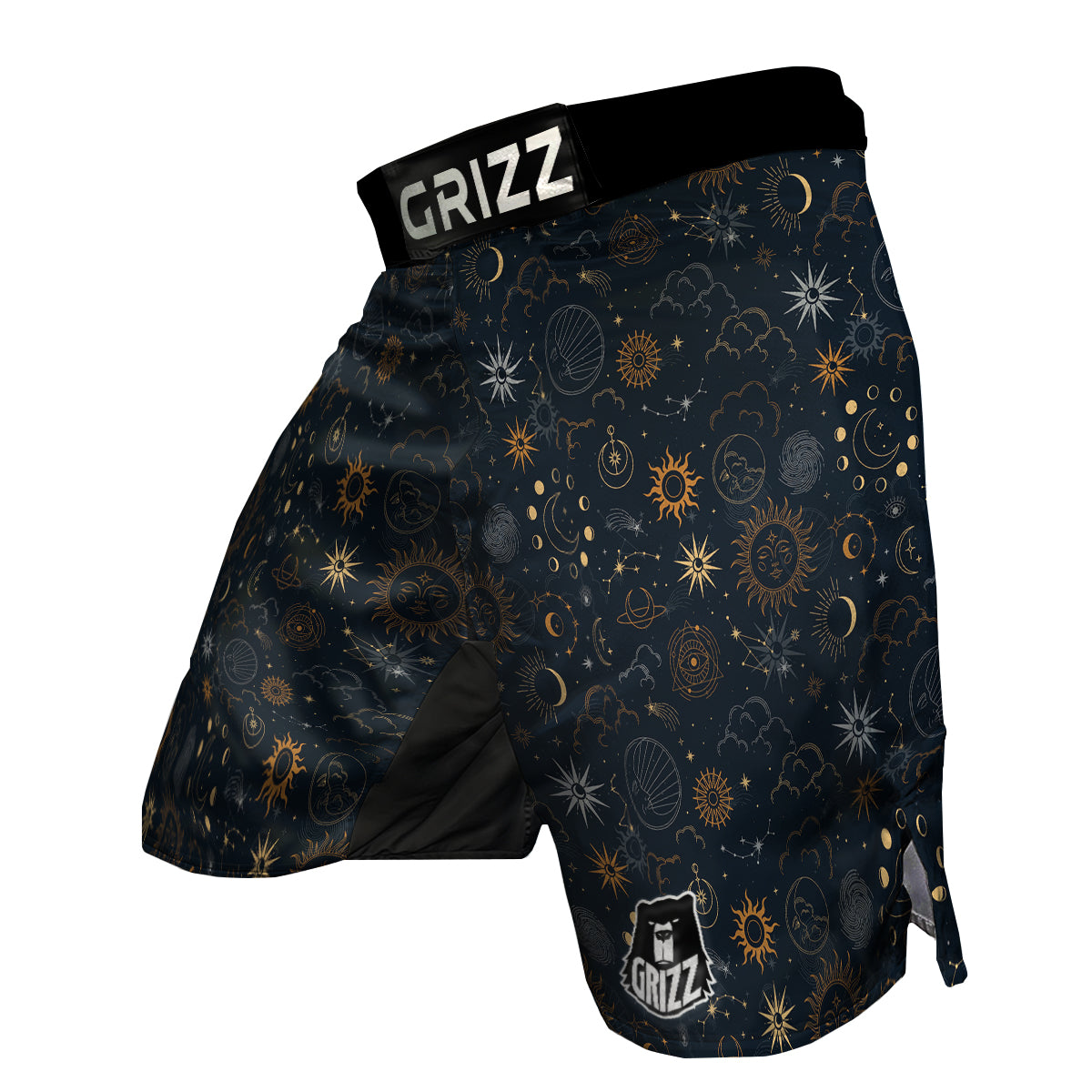 Celestial Vintage Print Pattern MMA Shorts-grizzshop
