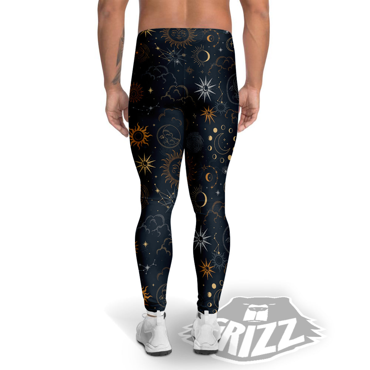 Celestial Vintage Print Pattern Men's Leggings-grizzshop