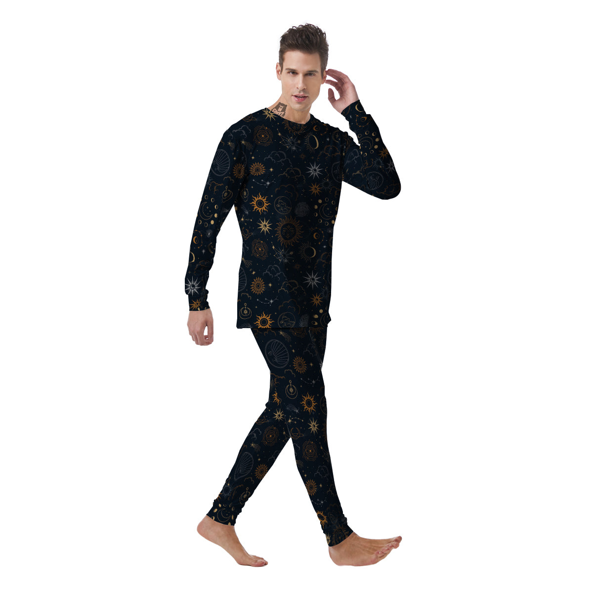 Celestial Vintage Print Pattern Men's Pajamas-grizzshop
