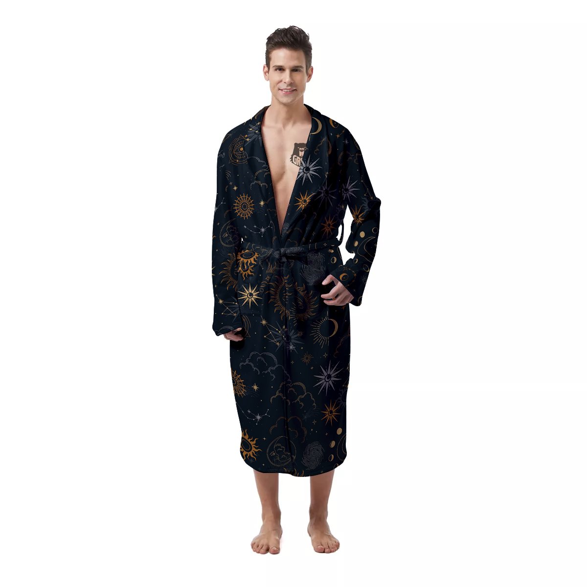 Celestial Vintage Print Pattern Men's Robe-grizzshop