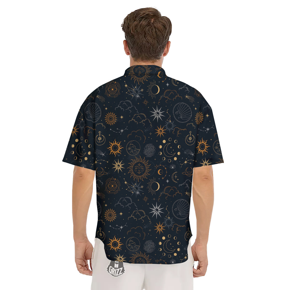 Celestial Vintage Print Pattern Men's Short Sleeve Shirts-grizzshop
