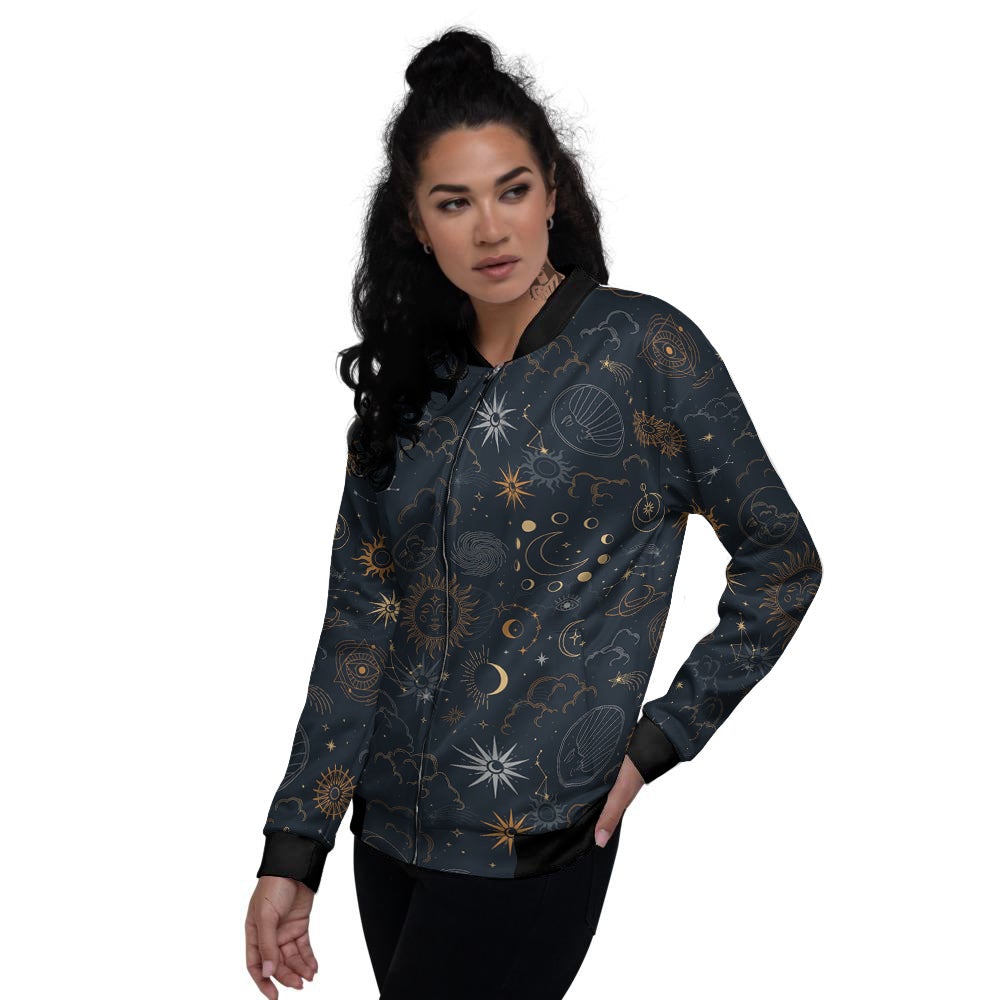 Celestial Vintage Print Pattern Women's Bomber Jacket-grizzshop