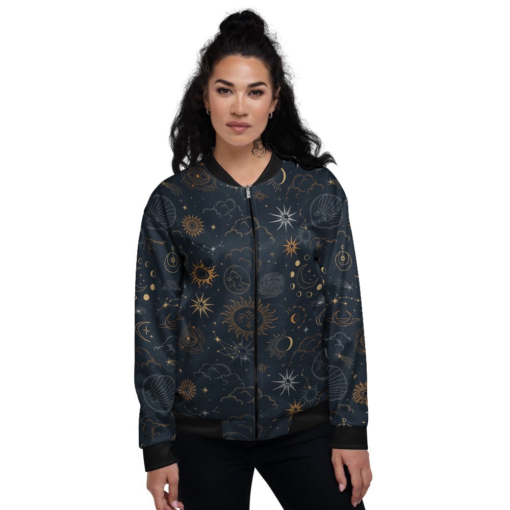 Celestial Vintage Print Pattern Women's Bomber Jacket-grizzshop