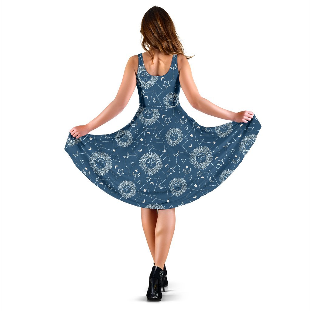 Celestial Print Pattern Dress-grizzshop