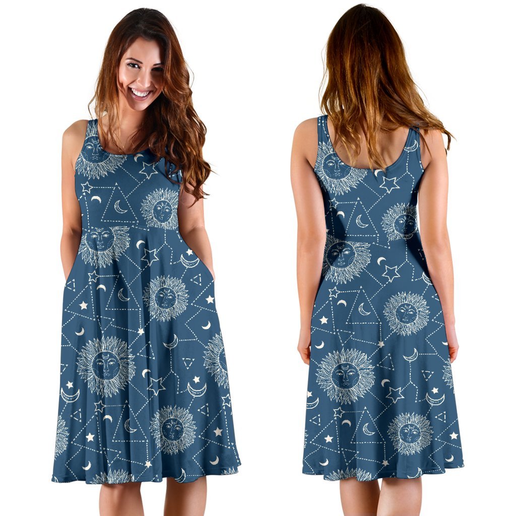 Celestial Print Pattern Dress-grizzshop